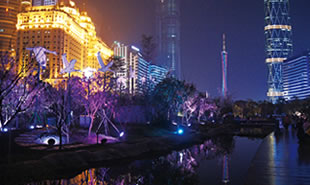 广州市珠江沿岸的夜景