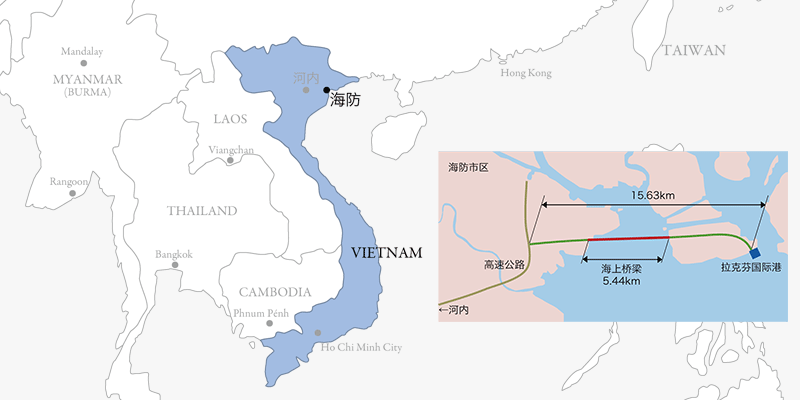 越南 海防市的位置和拉克芬大桥的概要